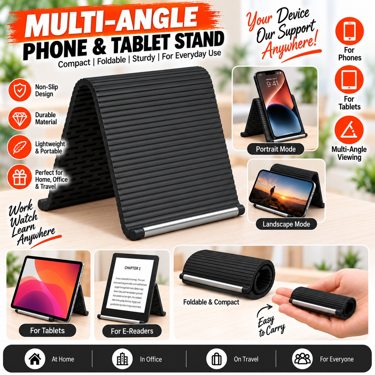 Dynom Foldable Mobile & Tablet Stand for Desk