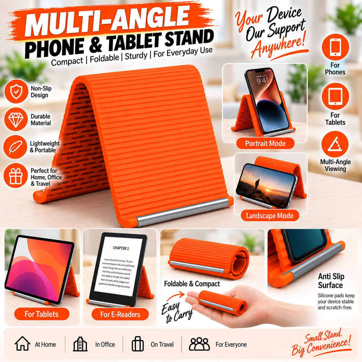 Dynom Foldable Mobile & Tablet Stand for Desk