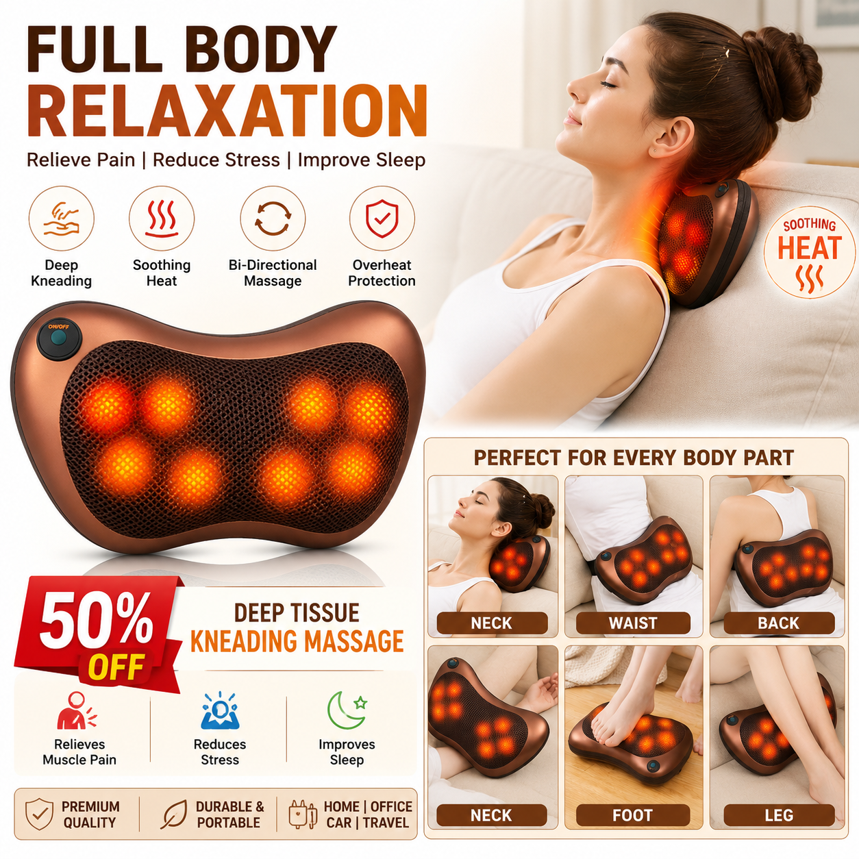 Electric Neck Massager Pillow with Heat