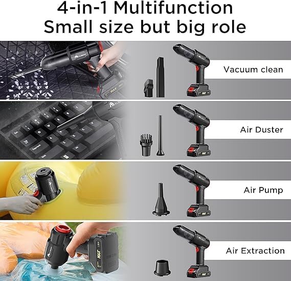 Portable Car Vacuum Cleaner with Blower | USB Rechargeable Wireless Handheld