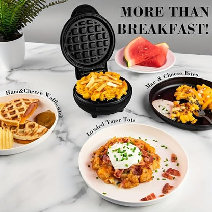 Mini Waffle Maker Machine | 350W Electric Waffle Iron for Home