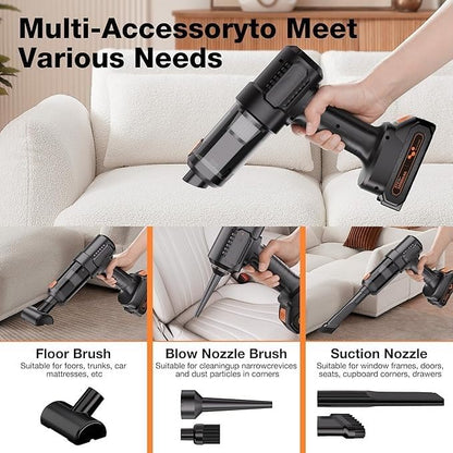 Portable Car Vacuum Cleaner with Blower | USB Rechargeable Wireless Handheld
