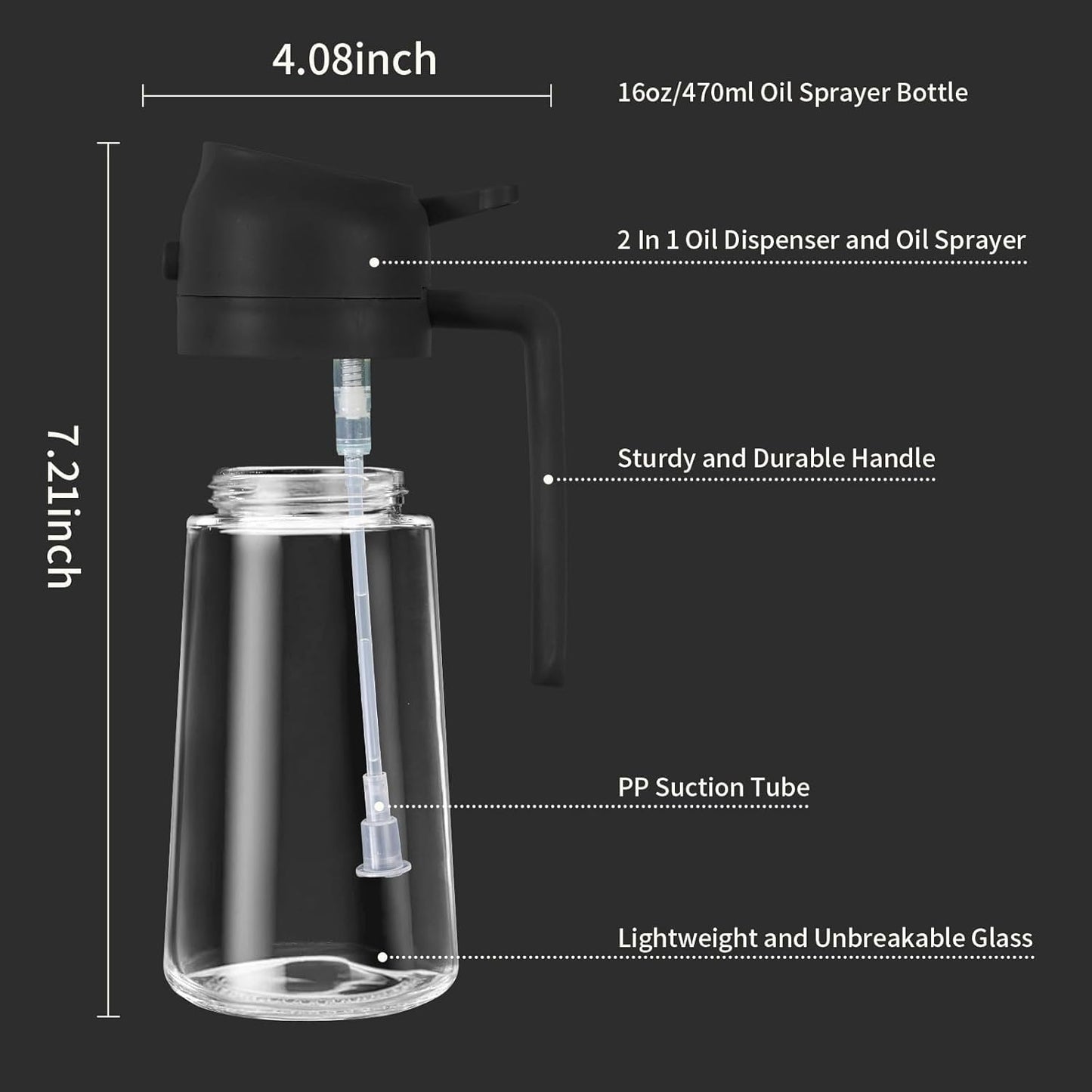 2-in-1 Olive Oil Sprayer & Dispenser Bottle