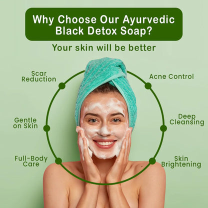 Black Detox Charcoal Soap for Face & Body (Pack of 3 * 100g)