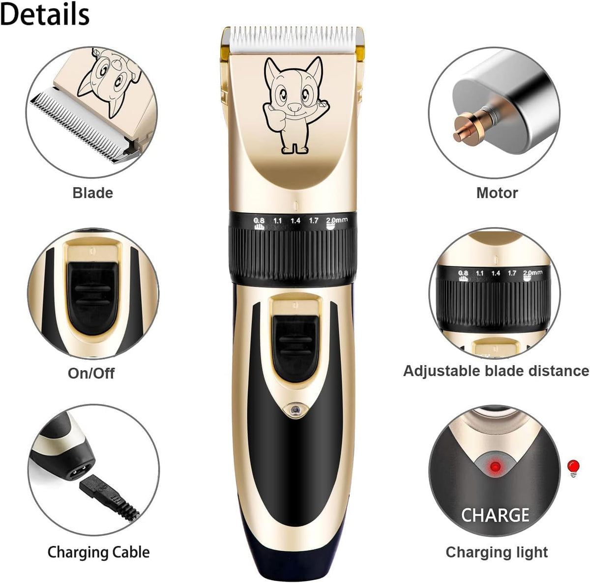 Cat Trimmer, Dog Trimer for Labrador, Shih Tzu, German Shepherd, and Golden Retriever, Pet Grooming Kit