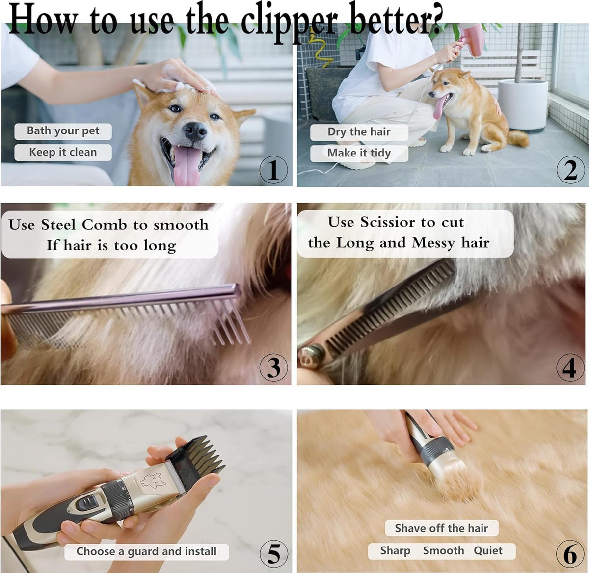 Cat Trimmer, Dog Trimer for Labrador, Shih Tzu, German Shepherd, and Golden Retriever, Pet Grooming Kit