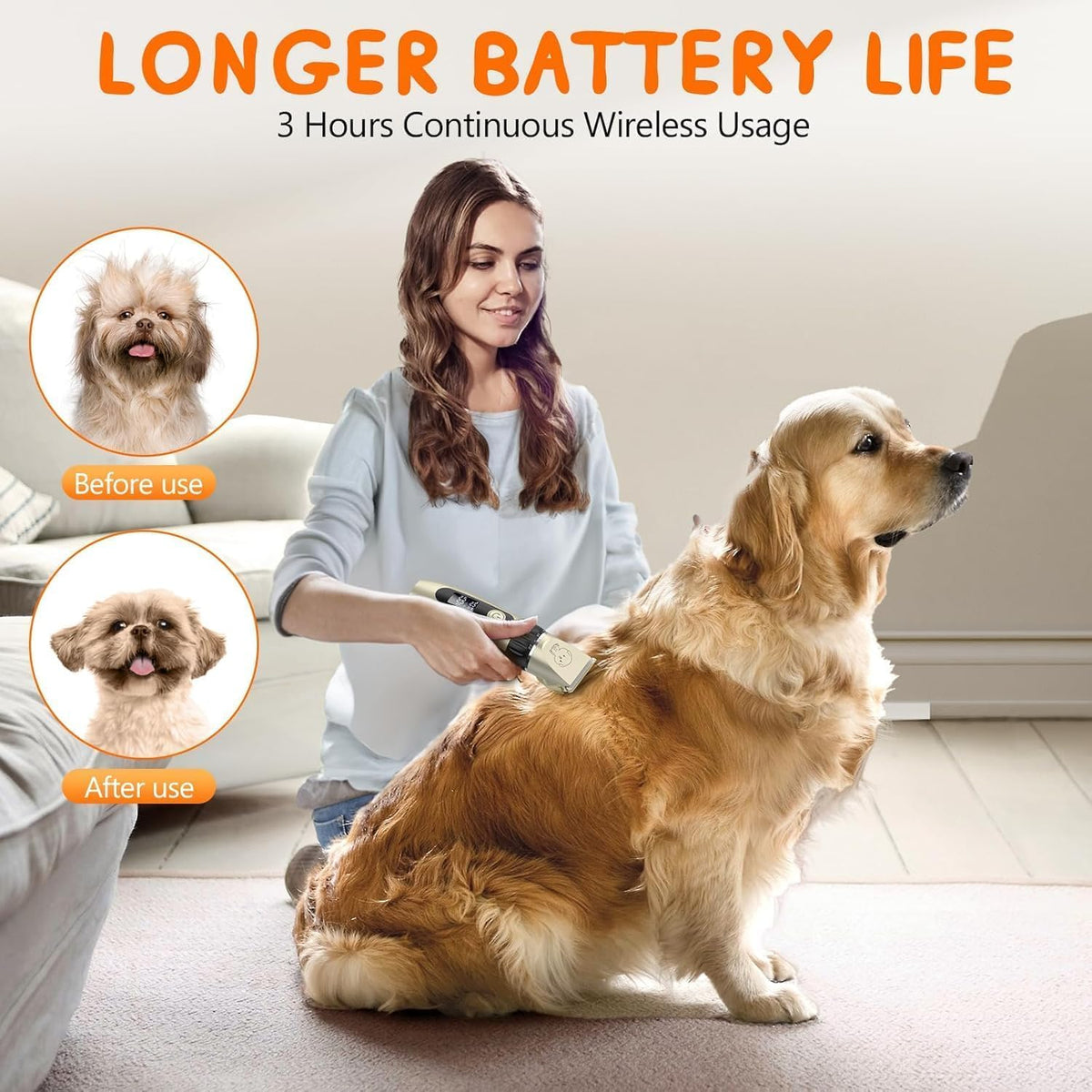 Cat Trimmer, Dog Trimer for Labrador, Shih Tzu, German Shepherd, and Golden Retriever, Pet Grooming Kit