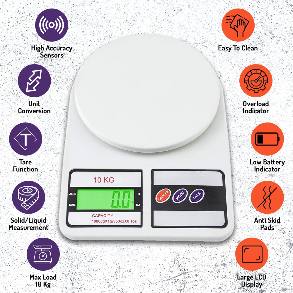 Digital Scale with LCD Display,10Kg Kitchen Weight Machine