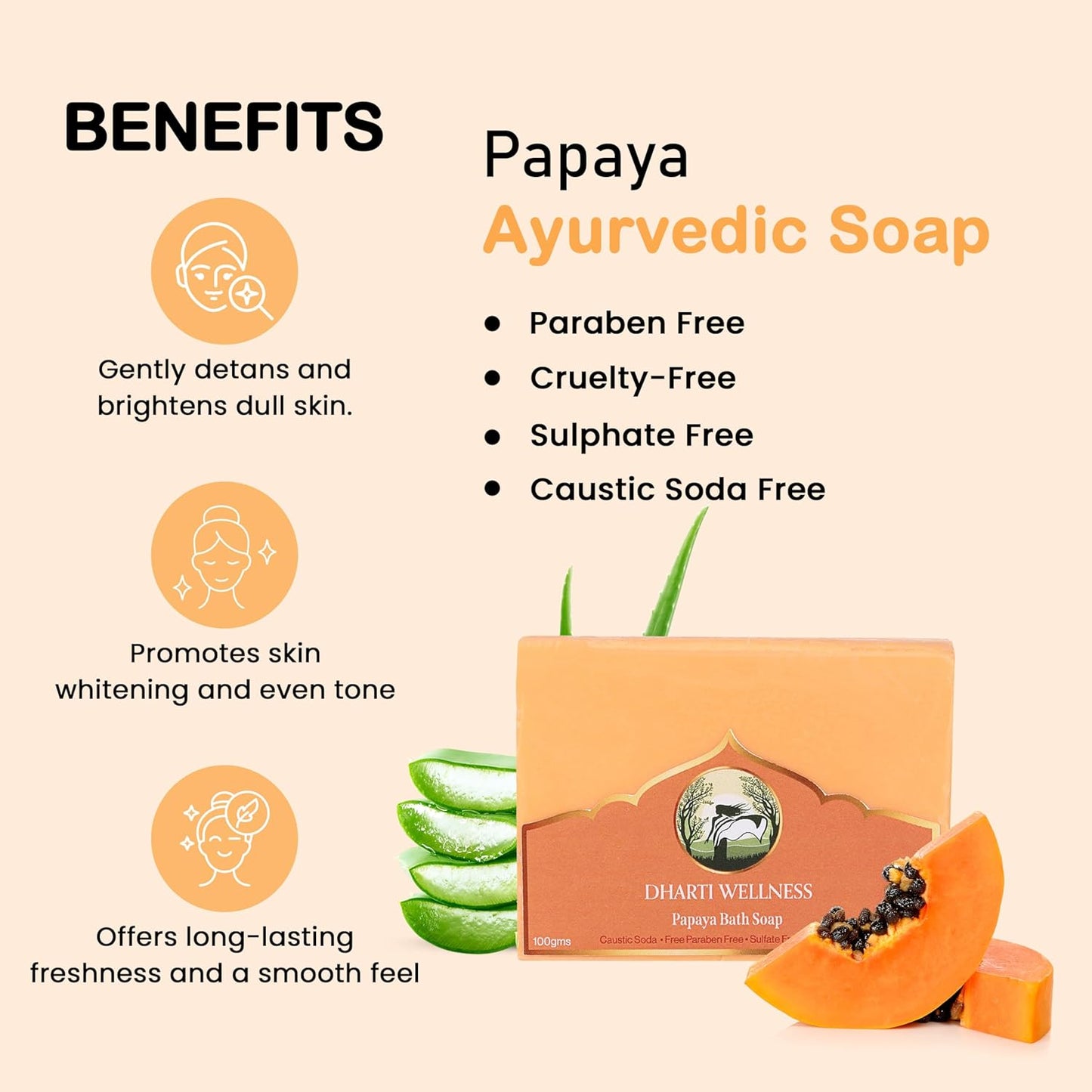 Papaya Soap Pack of 3 (100g Each)