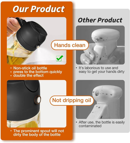 2-in-1 Olive Oil Sprayer & Dispenser Bottle